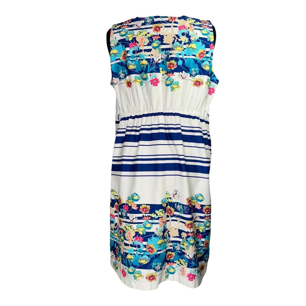 Motherhood Maternity XL Navy White Stripe Floral Dress Pockets Baby Shower Party - Picture 4 of 8
